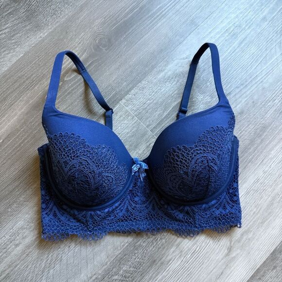 Victoria’s Secret Body By Victoria Bra Lined Demi 34DD Navy - Picture 2 of 6